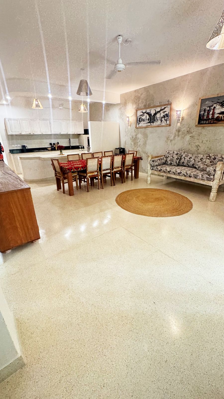 Living room inside Villa Rebecca in Watamu
